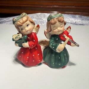 Vintage Commodore Japan Christmas angel musician candle holder